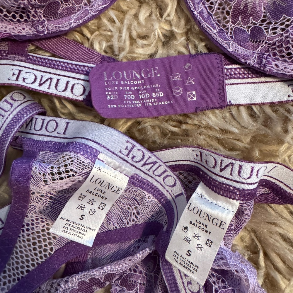 Lounge Underwear Luxe Balcony Bra and Thong SET Purple Violet - Picture 3 of 3